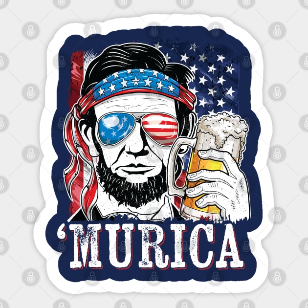 Abraham Lincoln American Flag Murica Sticker by Pennelli Studio